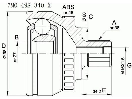 7M0498099 อะไหล่เครื่องส่ง C.V Joint